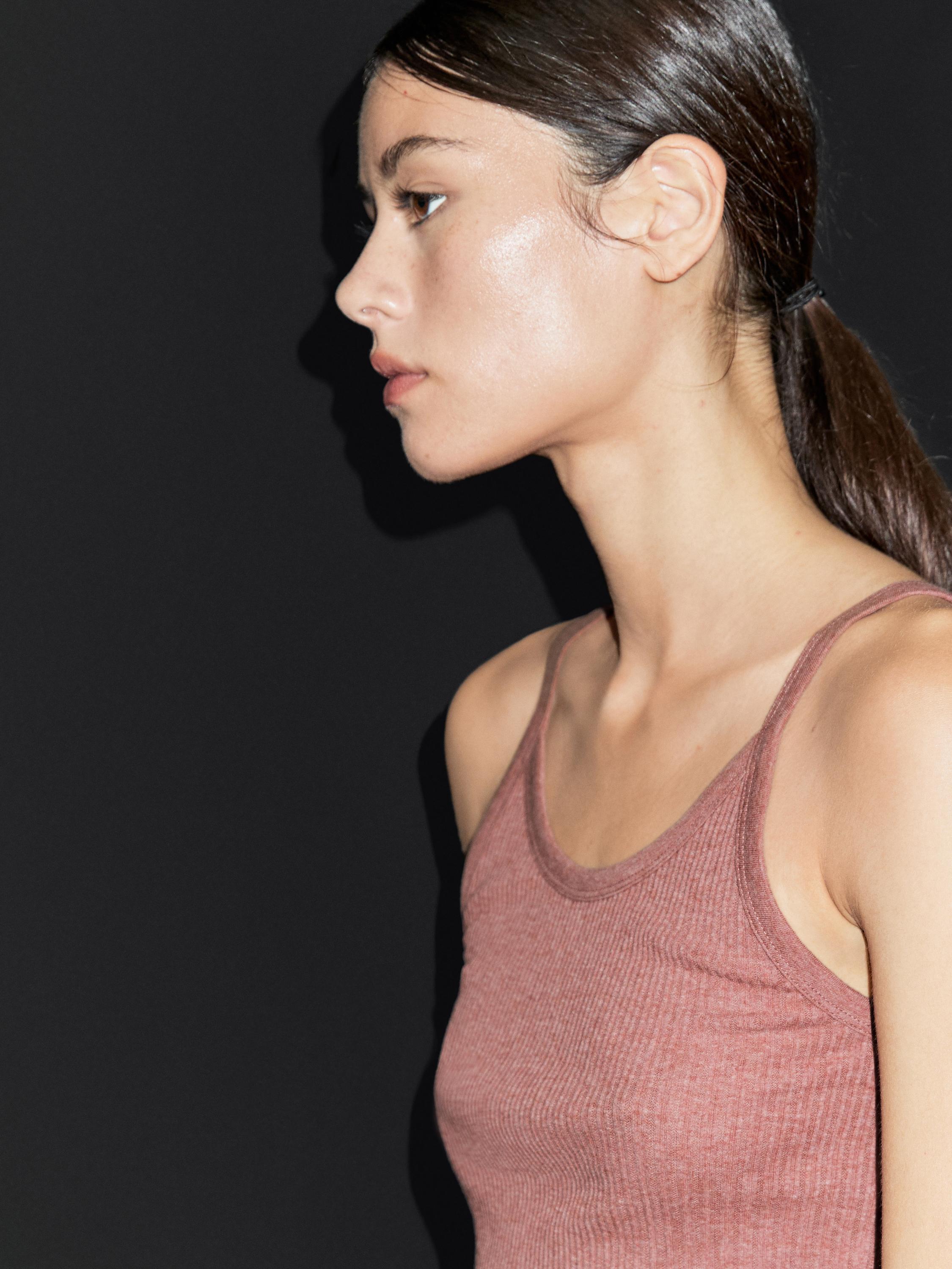 100% cotton marl strappy top